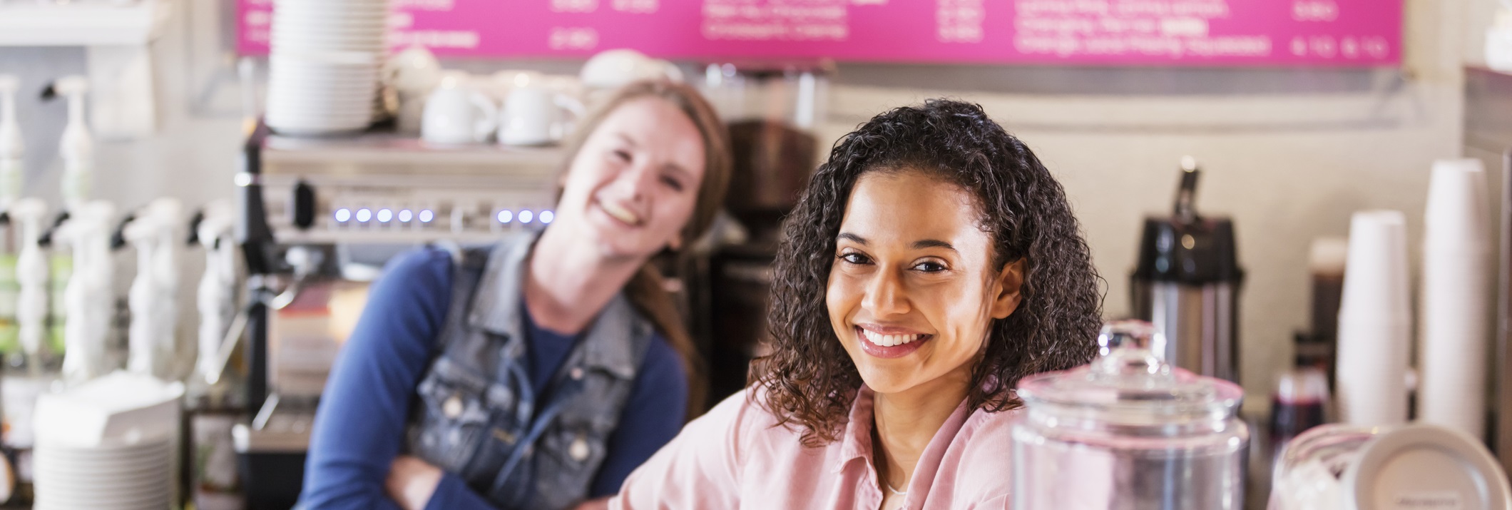 two women in a cafe