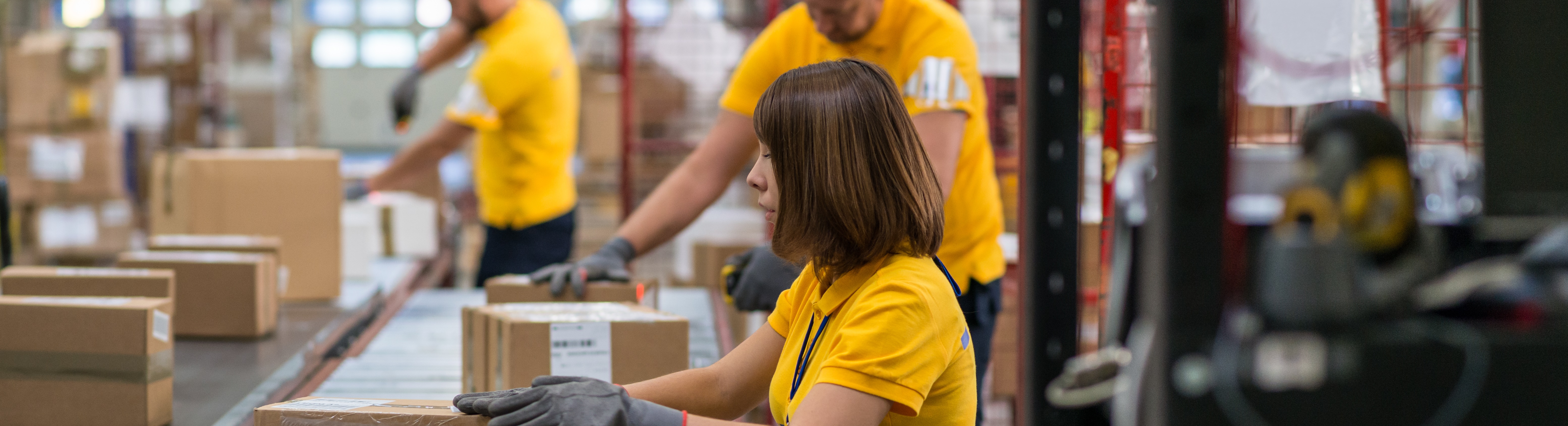 woman working on a delivery line