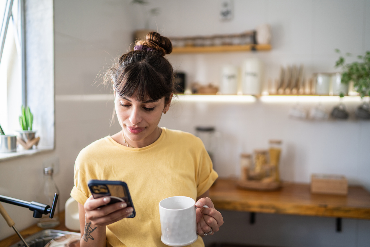 woman using phone